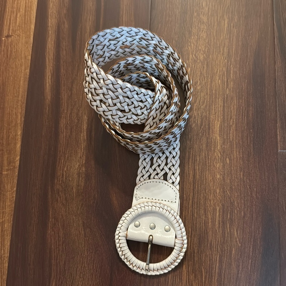 American Eagle Outfitters Woven White and Brown Braided Belt